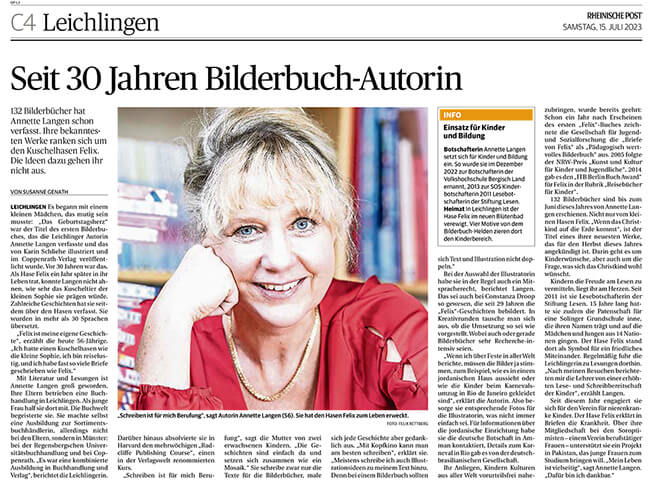Annette Langen in der Rheinischen Post