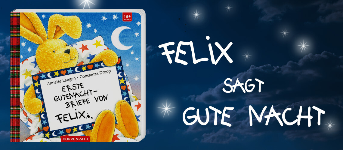Hase Felix sagt Gute Nacht.